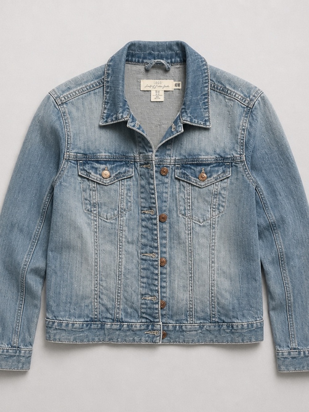 H&M L.O.G.G. Light Wash Denim Jacket Women’s 14